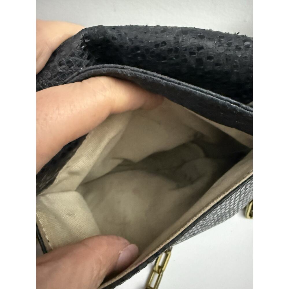 Vintage Tory Burch Black Leather Crossbody Gold Logo Chain Bag - Picture 10 of 13
